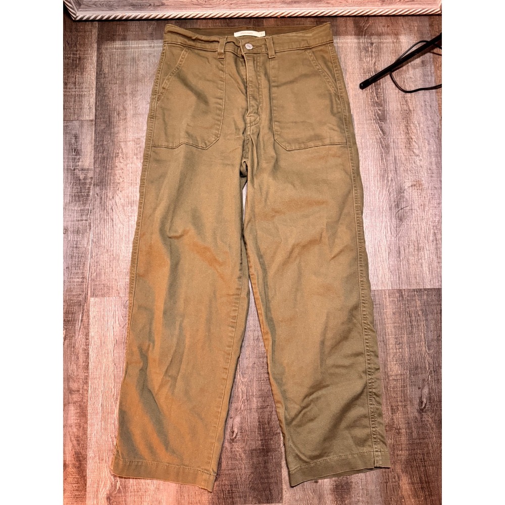 Levis Utility Pants Womens 27 Olive Green Wide Leg High Rise Fatigue A7543-0001